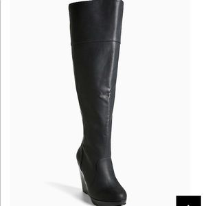 Over the knee wedge boot - wide calf